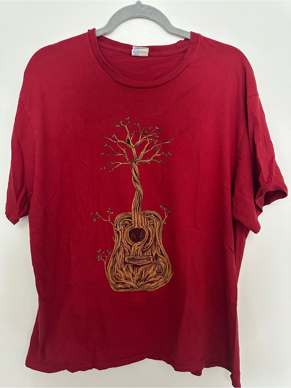 Port and Company Red Guitar-Tree Graphic Tee